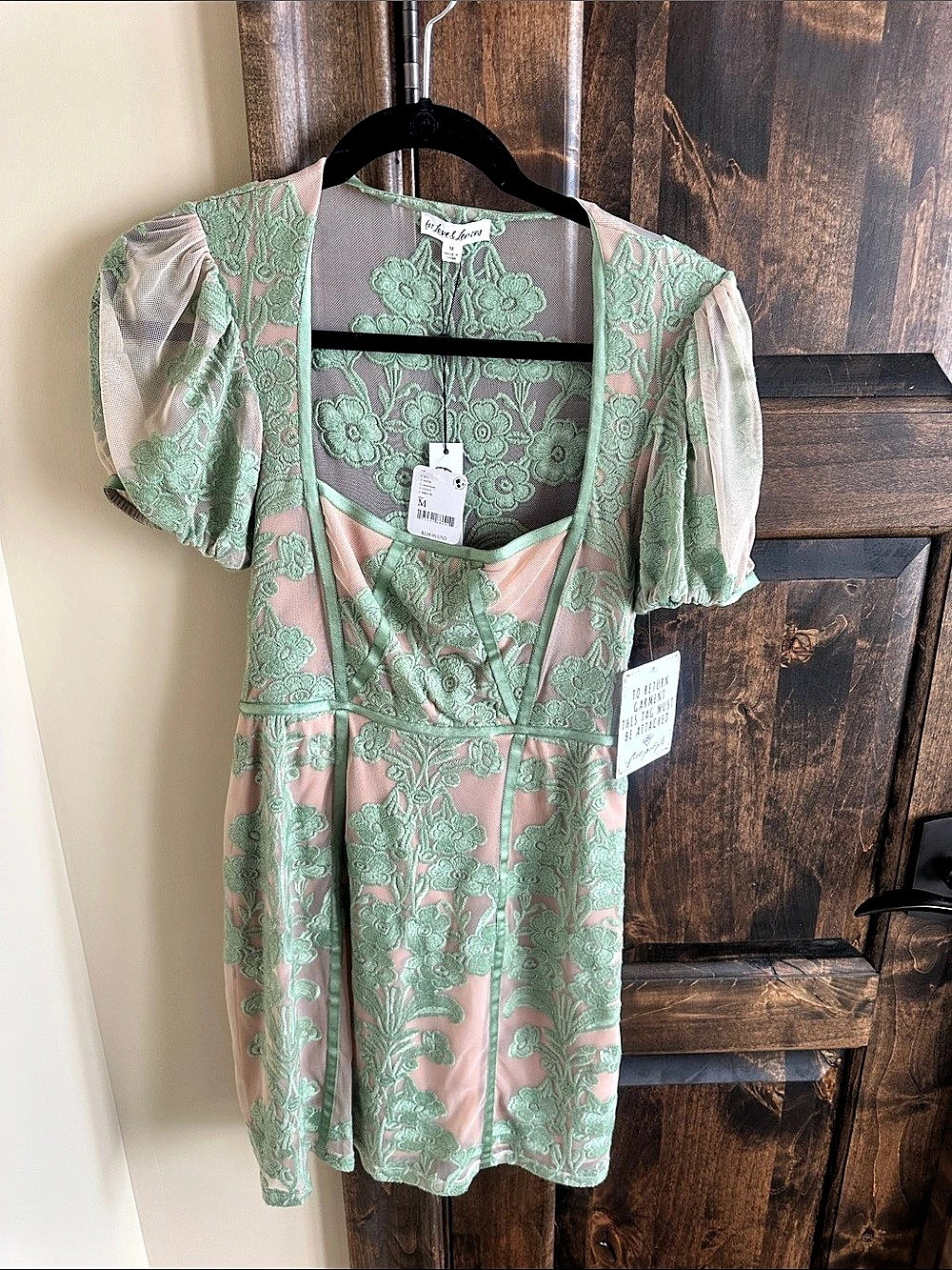 🍋🍋NEW For Love & Lemons lace Mini Dress Green - Medium NWT